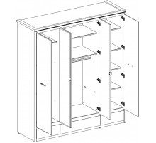 Четырехстворчатый шкаф для одежды с зеркалом Бьёрк 4DG3S Z