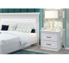 Спальня Неаполь 2 Ясень анкор светлый (патина "серебро") экокожа «polo» белая.