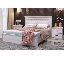 Спальня Неаполь 2 Ясень анкор светлый (патина "серебро") экокожа «polo» белая.