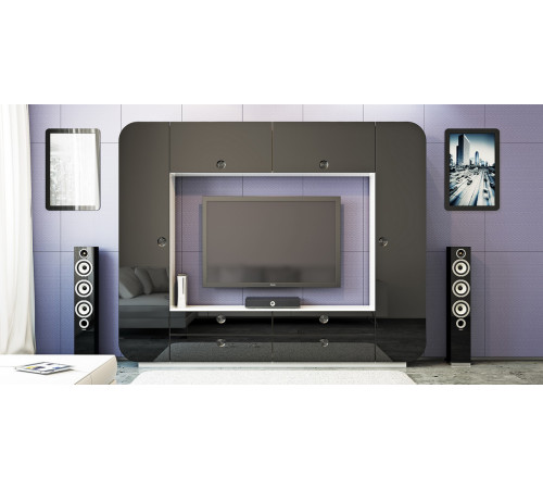 Стенка iMeb (АйМеб) МН-401.1 черный глянец от Мебель-Неман Стенка iMeb (АйМеб) МН-401.1 черный глянец от Мебель-Неман