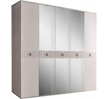 Пятистворчатый шкаф для одежды с зеркалом Rimini Solo РМШ1/5 (s) (слоновая кость)